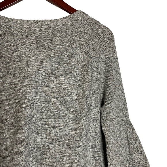 Two by Vince Camuto V Neck Long Raglan Bell Sleeve Knit Sweater Heather Gray XL - Picture 11 of 16
